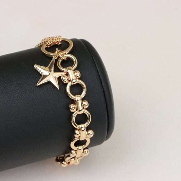 "Chic Rose Gold Charm Bracelet with Star Pendant, XPBL1005 - Picture 10 of 12